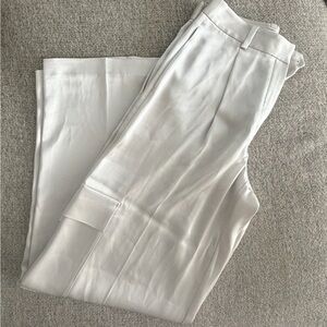Aritzia Satin Wide Leg Pants in Matte Pearl